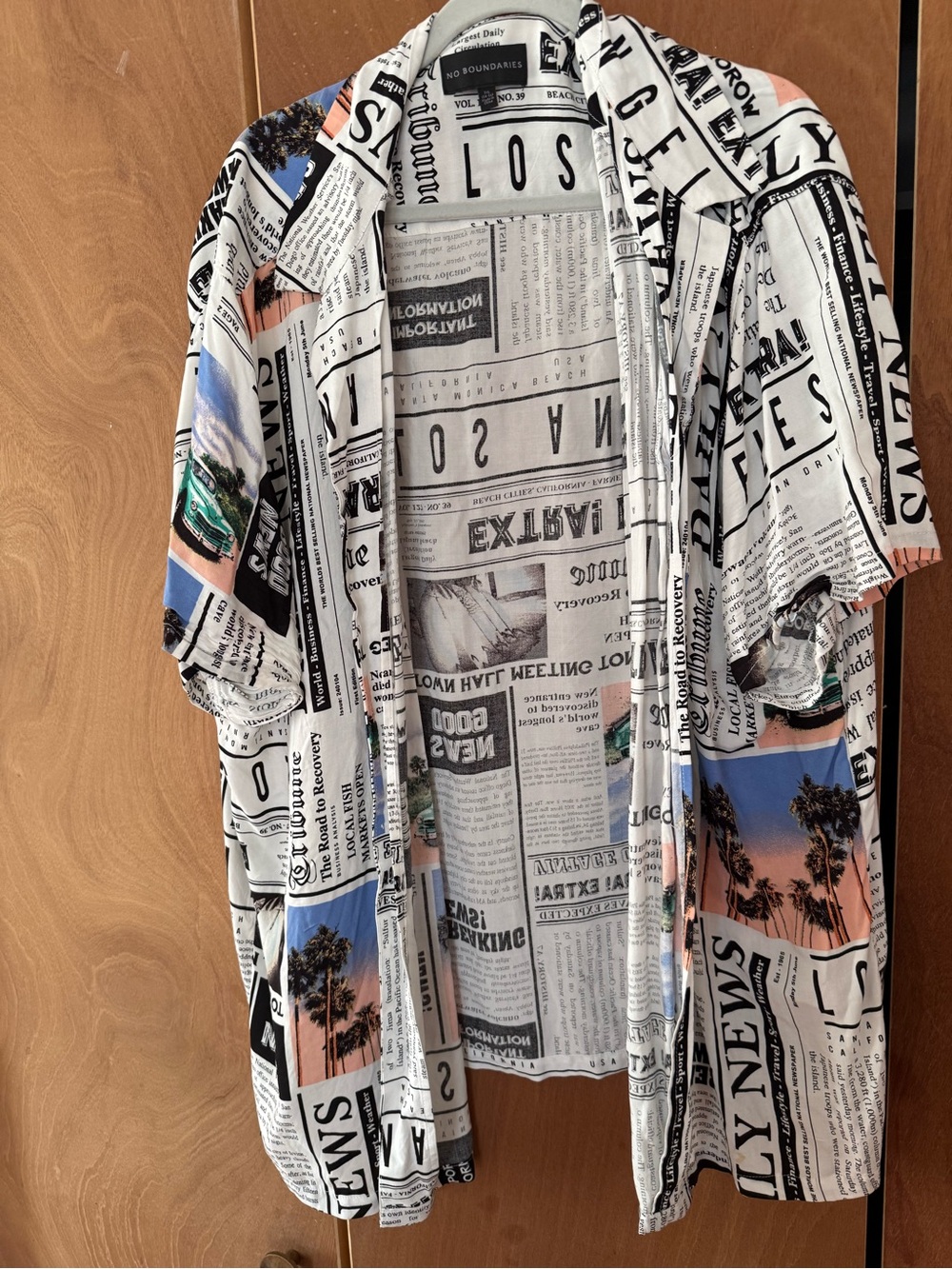 No Boundaries Black and White Newspaper Print Shirt